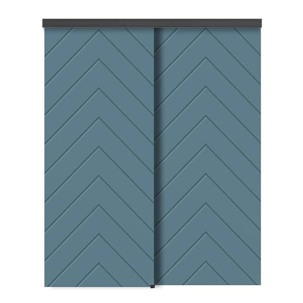 CALHOME 72 in. x 96 in. Hollow Core Dignity Blue Stained Composite MDF Interior Double Closet Sliding Doors