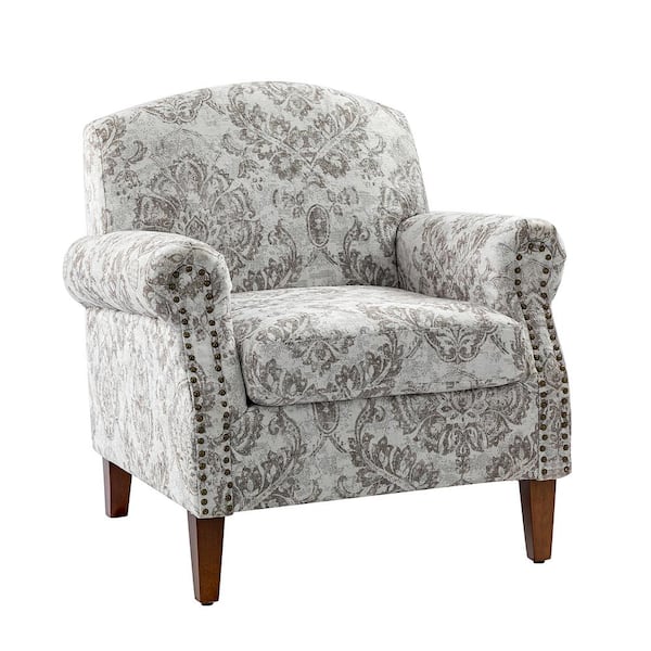 JAYDEN CREATION Gianluigi Beige Armchair with Nailhead Trims CHWH0578 ...