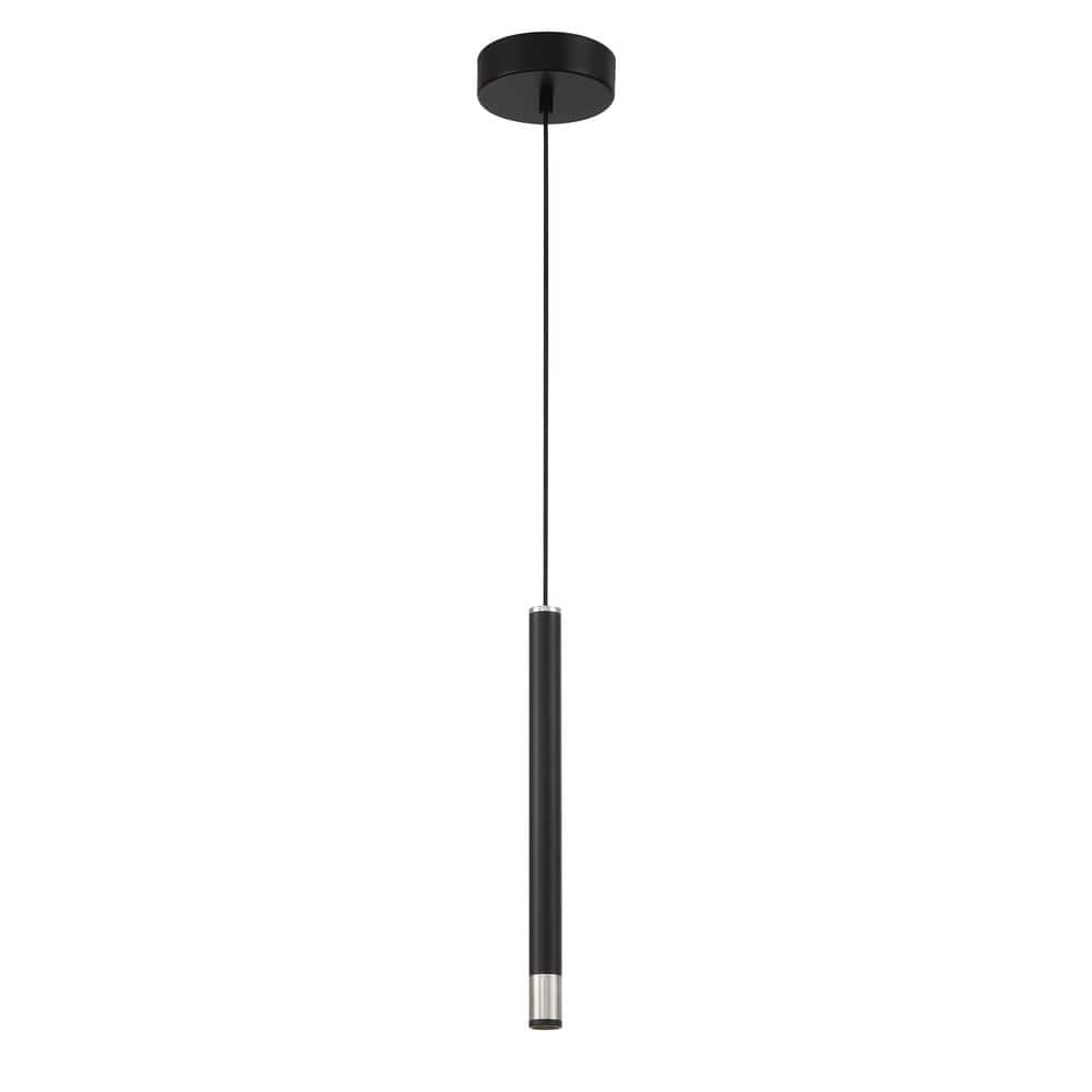 Wand 30-Watt Equivalence Integrated LED Black and Brushed Nickel Cylinder Mini Pendant with Clear Acrylic Shade price history on PriceWatchPro
