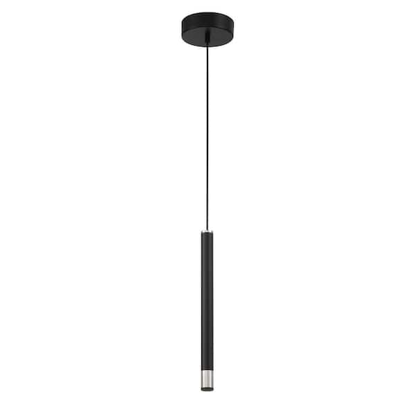 George Kovacs Wand 30-Watt Equivalence Integrated LED Black and Brushed Nickel Cylinder Mini Pendant with Clear Acrylic Shade
