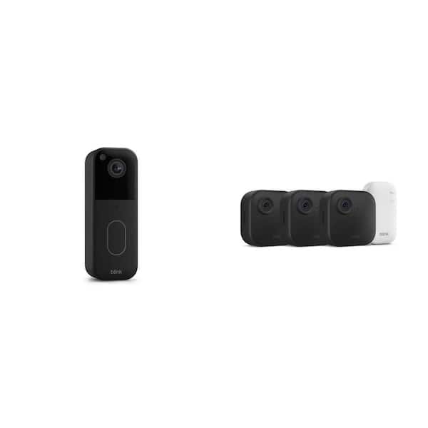 Wireless Video Doorbell with HD View, 2-Way Talk and 3-Camera Security System with Sync Module Core, Black
