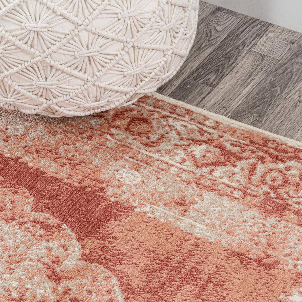 Peach/Ivory Reversible Rectangular Synthetic 4' x 6' Area Rug