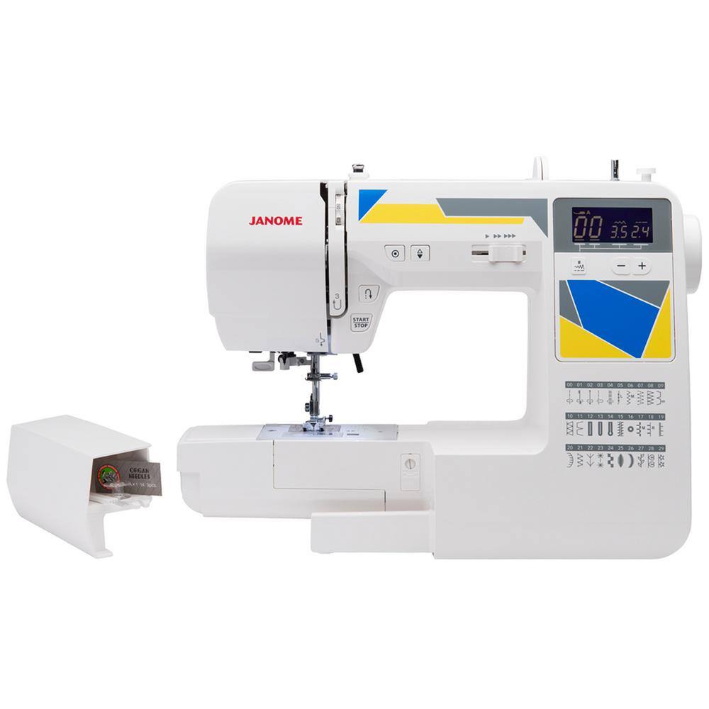 White Computerized Sewing Machine with LCD Screen and 30 Stitches