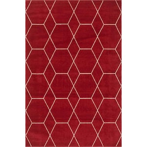 Trellis Frieze Red/Ivory 6 ft. x 9 ft. Geometric Area Rug