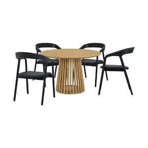 Pasadena Apache 5-Piece Round Natural Oak Wood Top Dining Room Set Seats 4