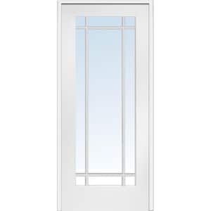 30 in. x 80 in. Right Handed Primed Composite Clear Glass 9 Lite True Divided Single Prehung Interior Door