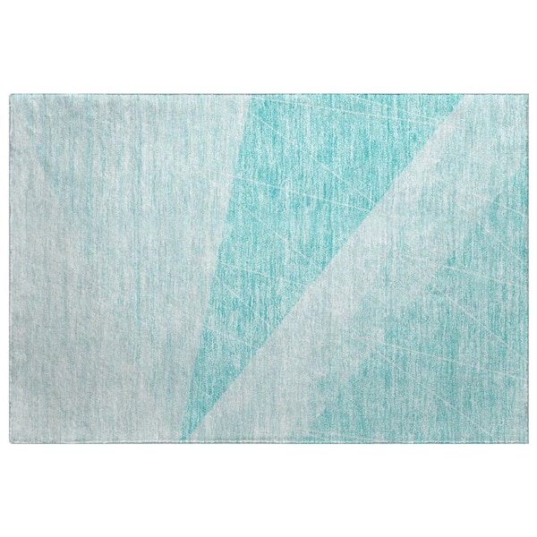 Dream Shag Premium Machine Washable Abstract ADS706 Teal 2 ft. x 3 ft. Accent Rug