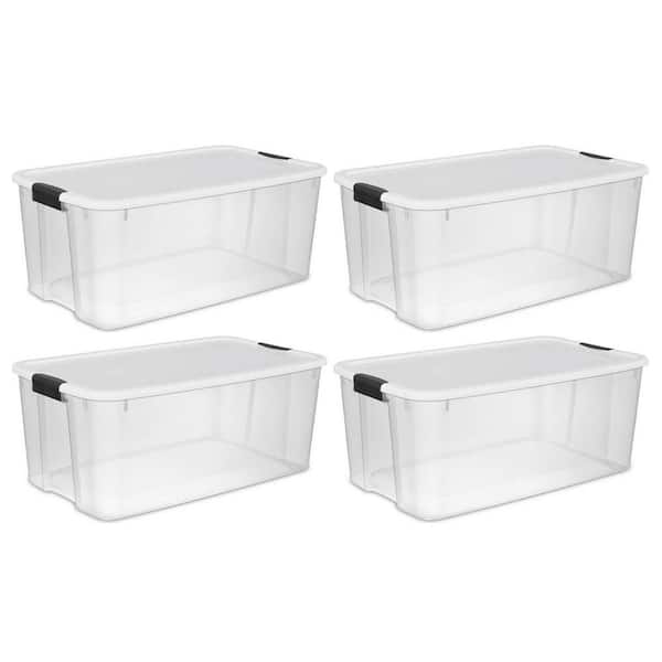 Sterilite 116-Qt. Stackable Latching Storage Box Containers, Clear (4-Pack)  4 X 19909804 - The Home Depot