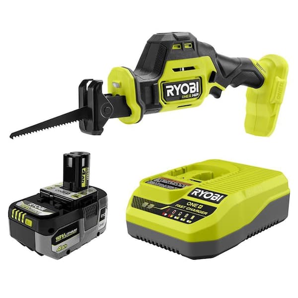 ONE+ HP 18V Brushless Cordless Compact One-Handed Reciprocating Saw w/ ONE+ 18V HIGH PERFORMANCE 4Ah Battery and Charger