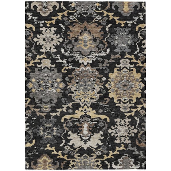 Chantille Machine Washable Indoor/Outdoor Abstract ACN3158 Black 3 ft. x 5 ft. Area Rug