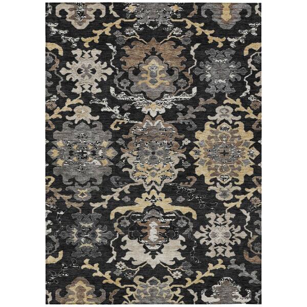 Chantille Machine Washable Indoor/Outdoor Abstract ACN3158 Black 5 ft. x 7 ft. 6 in. Area Rug