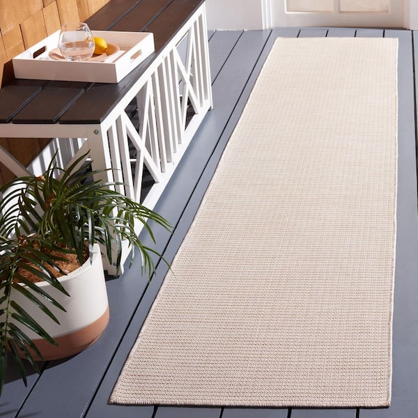 Martha Stewart 2 ft. x 9 ft. Beige Marle Crosshatch Runner Rug