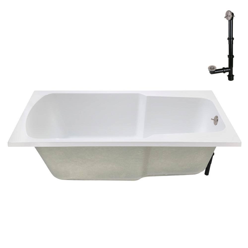 72'' x 36'' Glossy White Acrylic Drop-In Soaking Bathtub