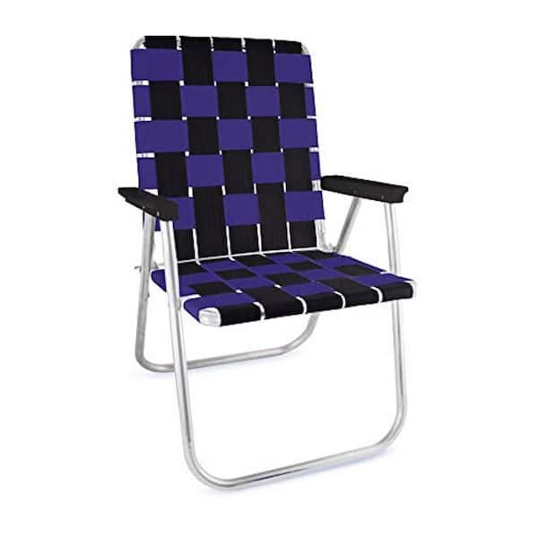 Unbranded Durable Black And Purple Aluminum Lightweight Stackable Folding Lawn Chair