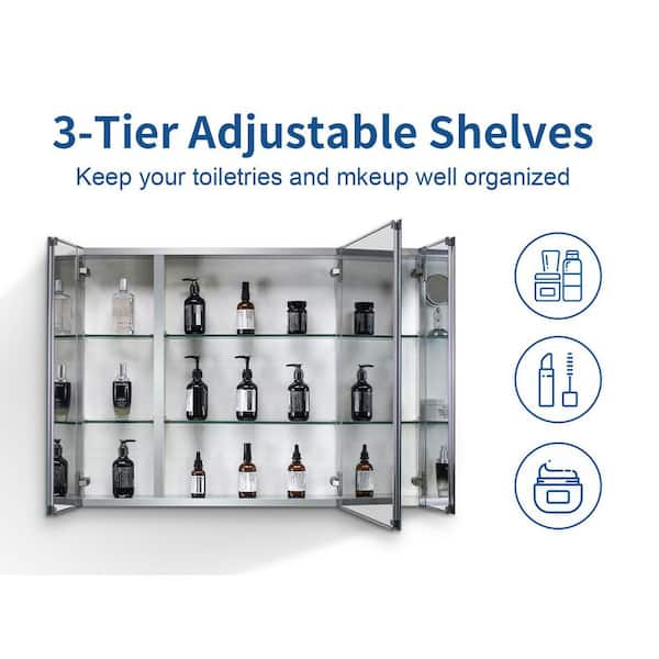 36 in. W x 26 in. H Large Rectangular Silver Aluminum Recessed