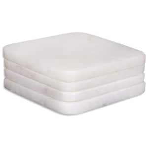 Square White Marble Coasters (4-Pieces)