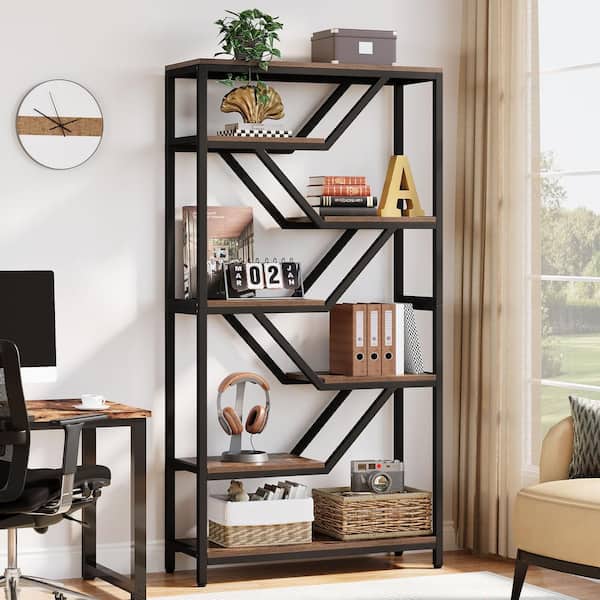 BYBLIGHT Eulas 72.5 in. Tall Rustic Brown and Black Wood 6