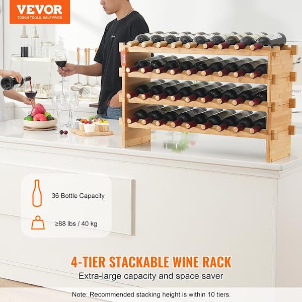 Wine Rack - Modular Stackable - 8 orders Tiers - 72 Bottle Bamboo Sake Rack