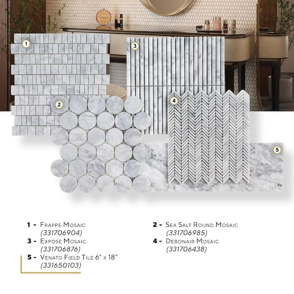 Jeffrey Court Venato White 6 in x 18 in Honed Subway Marble Wall