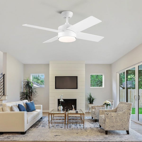 Avex 44 in. White Standard Ceiling Fan with Remote Control and Dimmable Integrated LED