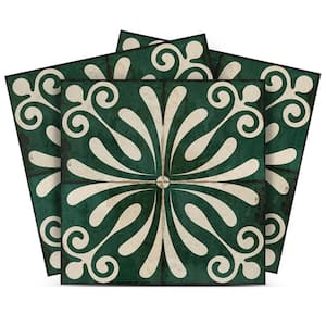 Antique White and Dark Green R100 12 in. x 12 in. Vinyl Peel and Stick Tile (24 sq.ft., 24-Tiles/pack)