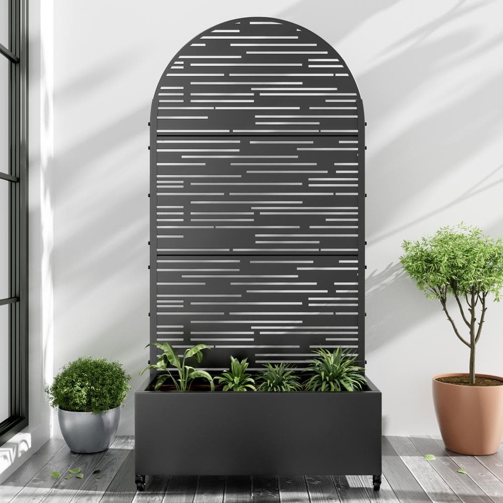 Large 35 in. x 72 in. Arched Black Metal Raised Garden Bed Planter Box with Trellis and Caster price history on PriceWatchPro