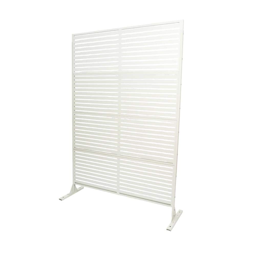 Avex 46 in. W x 70.87 in. H White Metal Decorative Garden Privacy Screens Freestanding Slatted Patio Screen price history on PriceWatchPro