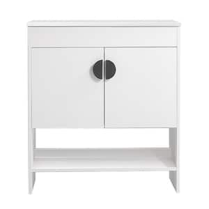 24 in. W x 18 in. D x 32 in. H White Bathroom Vanity with White Ceramic Top Zinc Alloy Handles in Freestanding 1-Sink