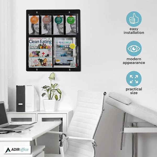 Portable Narrow Magazine Rack Floor, Detachable Home Office Decor Magazine  Holder Stand, Metal Brochure Display Stand Black White 126cm (Color 