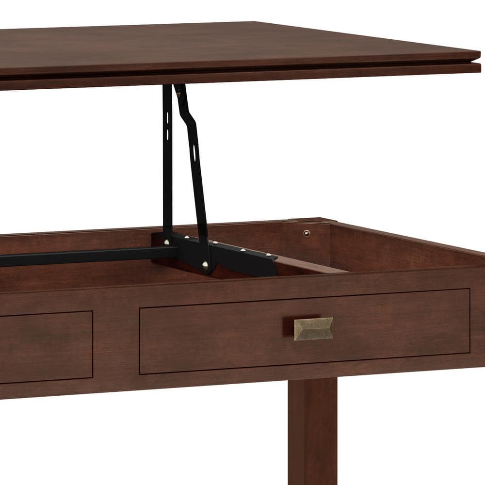 Russet Brown Solid Wood Lift-Top Coffee Table with Storage