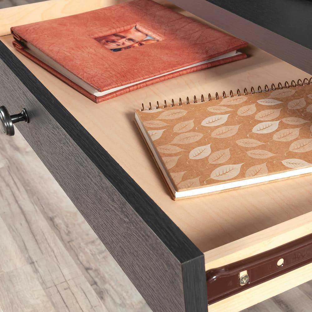 Raven Oak Rectangular Writing Desk with Dual Drawers