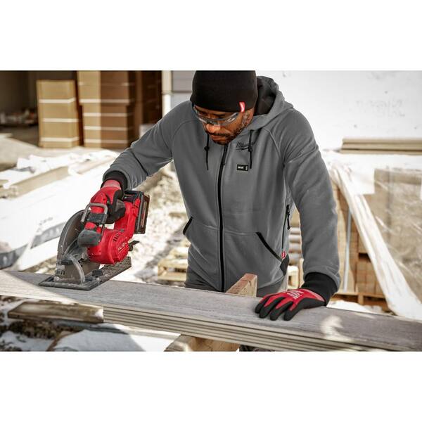 Milwaukee Men's Small M12 12-Volt Lithium-Ion Cordless Gray Heated Jacket Hoodie (Jacket and Battery Holder Only)