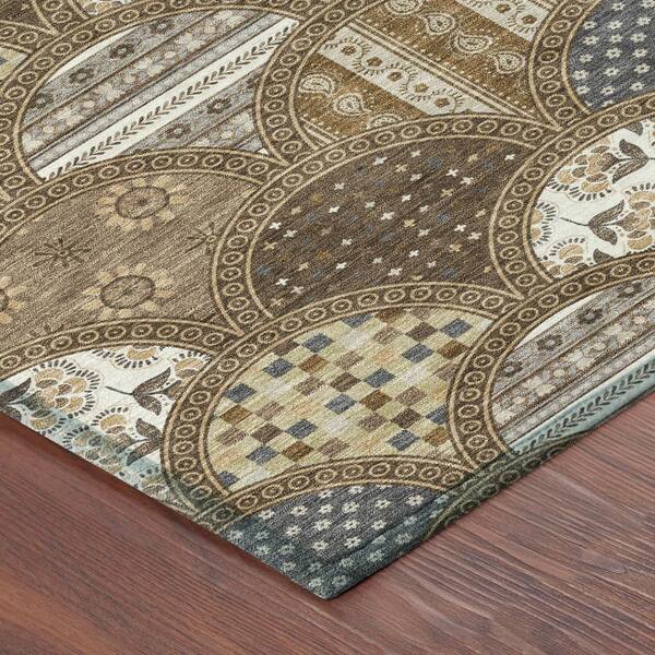 Chantille Machine Washable Indoor/Outdoor Abstract ACN2863 Chocolate 10 ft. x 14 ft. Area Rug