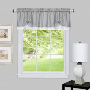 Darcy 14 in. L Polyester Window Curtain Valance in Grey/White