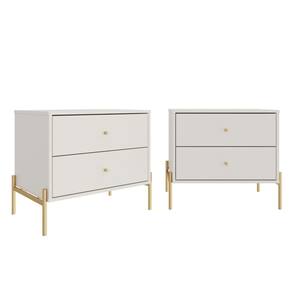 Jasper Full Extension 2-Drawer Off White Nightstand (Set of 2) (22.08 in. H x 25.15 in. W x 17.51 in. D)