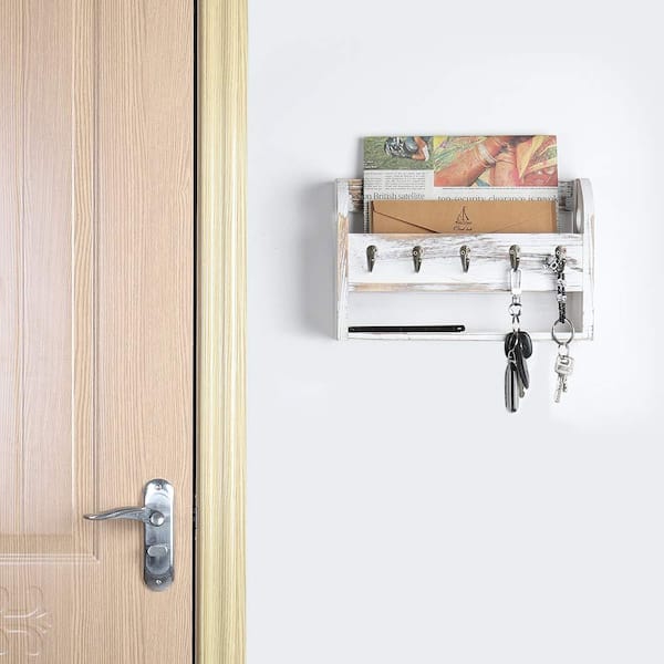Oumilen Mail and Key Holder for Wall with 5 Key Hooks, Rustic Wall Mail  Sorter with Shelf LT-HK16-40 - The Home Depot