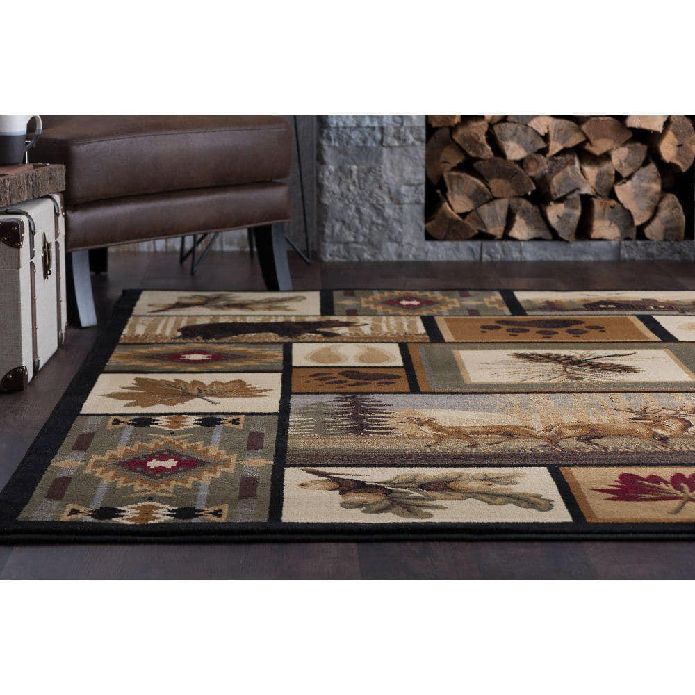 Nature Lodge 4' x 6' Blue Spot Synthetic Rectangular Rug