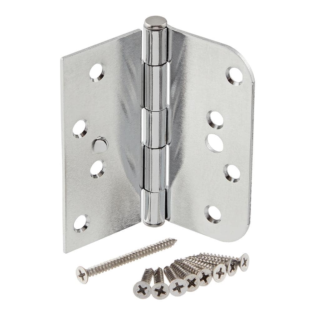 4 in. Square x 5/8 in. Radius Chrome Squeak-Free Door Hinge