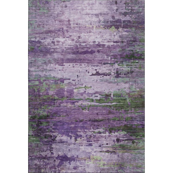 Mayfield Premium Machine Washable Abstract AMF2035 Purple 8 ft. x 10 ft. Area Rug