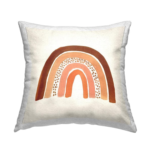 Stupell Industries Orange Patterned Rainbow Casual Boho Kids Beige Square Outdoor Throw Pillow
