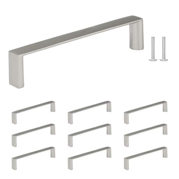 Richelieu Hardware (10-Pack) Megantic Collection 3-3/4 in. (96 mm) Modern Brushed Nickel Rectangular Cabinet Bar Pull