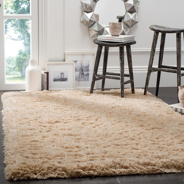 Polar Shag Light Beige 4 ft. x 6 ft. Solid Area Rug