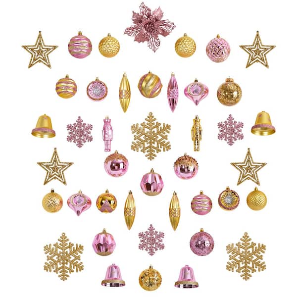 Nearly Natural Holiday Deluxe 4.5 in. Multicolor Shatterproof Assorted Ornaments (70-Pack)