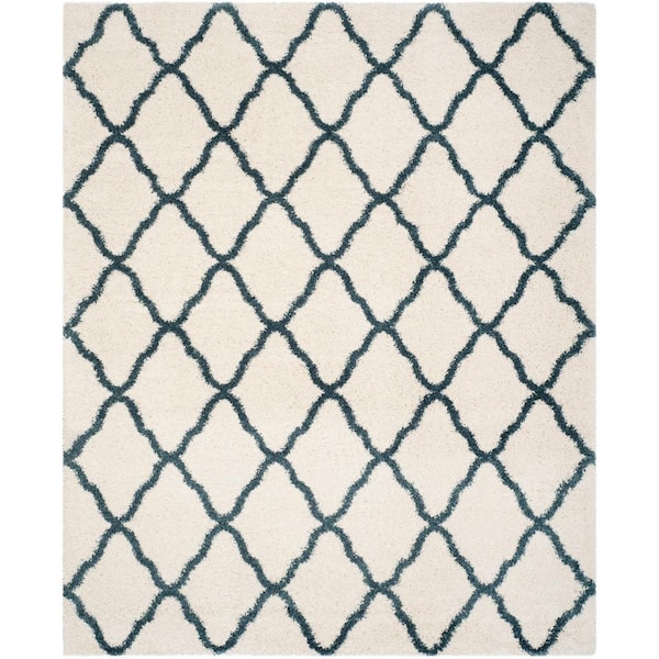 SAFAVIEH Hudson Shag Ivory/Slate Blue 8 ft. x 10 ft. Trellis Area Rug