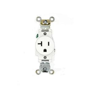 20 Amp Industrial Grade Heavy Duty Self Grounding Single Outlet, White