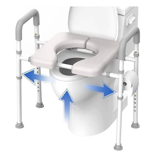 22 in. W x 18 in. L Adjustable Height and Sturdy Elevated Toilet Seat with Durable Non-slip Handles, Padded for Senior