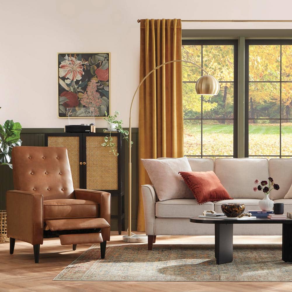 Layla Blue and Rust Stain-Resistant Rectangular Area Rug