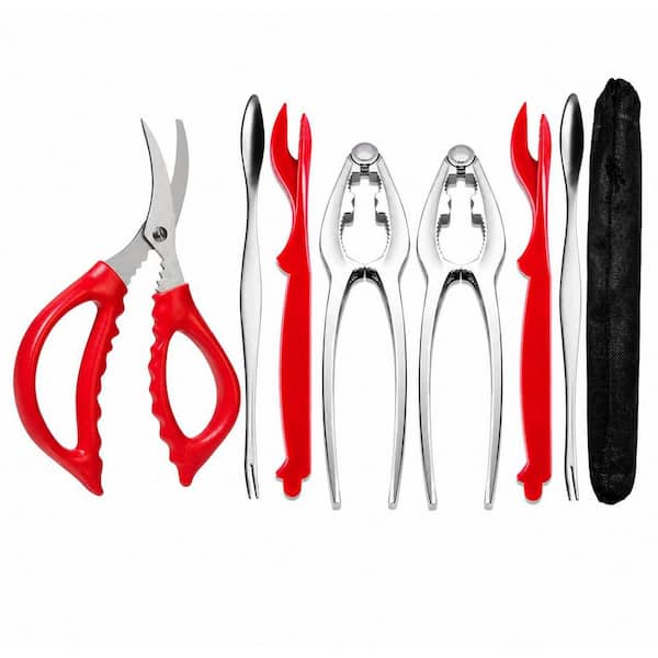 Stainless Steel Seafood Tools Set Crab Leg Crackers and Picks Shellfish Claw Cracker Forks Scissors 7 Piece