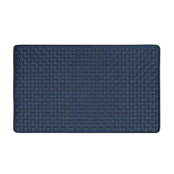 ACHIIM Woven Embossed Faux Leather Navy 18 in. x 30 in. Anti-Fatigue Mat