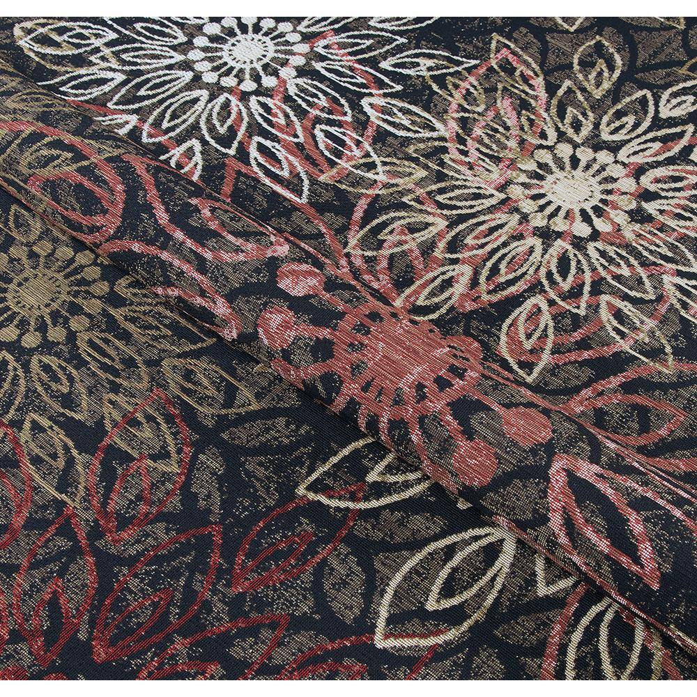 Dolce Floral Black and Multicolor Viscose 2x7 Runner Rug